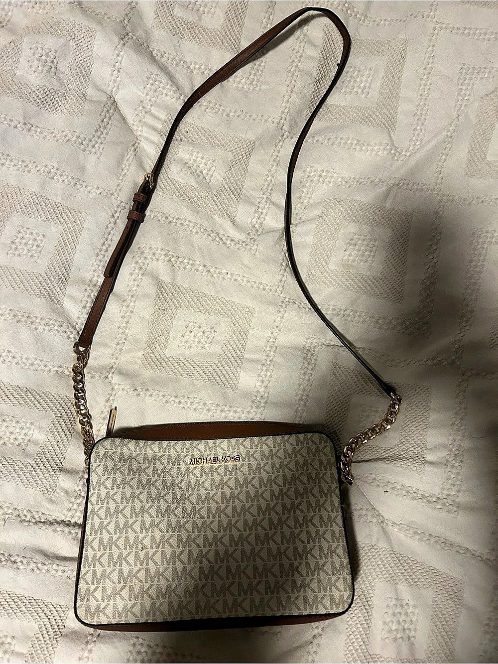 Michael Kors Jet Set Large East West Crossbody Brown & Beige